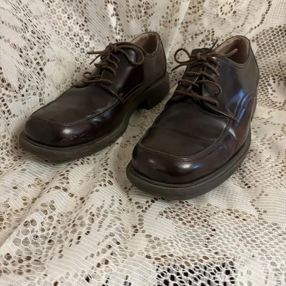 Alfani Men's US 10.5 W Brown Leather Derby Dress Shoes